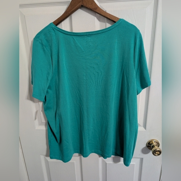 New Talbots Womens Top Tee Green Short Sleeve Plus Size 3XP Petite NWT Flaw Hole - Picture 2 of 4
